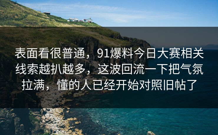 表面看很普通，91爆料今日大赛相关线索越扒越多，这波回流一下把气氛拉满，懂的人已经开始对照旧帖了